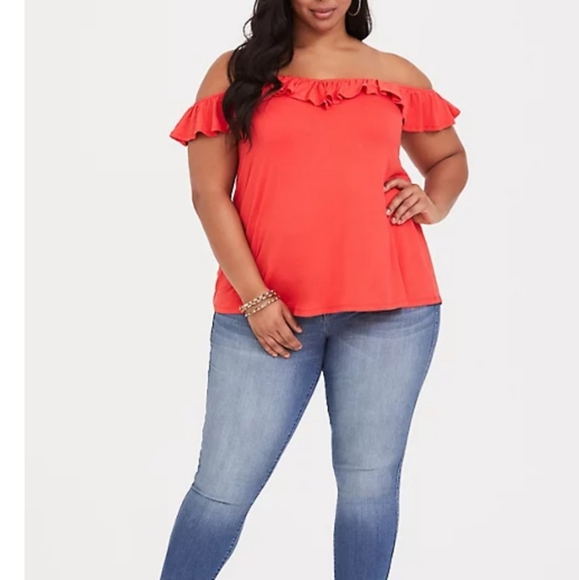 Torrid Coral Orange Super Soft Ruffle Cami Tank Top  Plus Size 1 1X or 14/16 - Picture 3 of 14